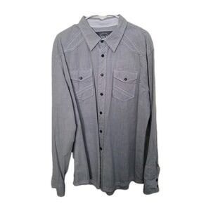 BKE Shirt Mens Sz:L Gray Print Western Long Sleeve Relaxed Fit Pearl Snap Cotton